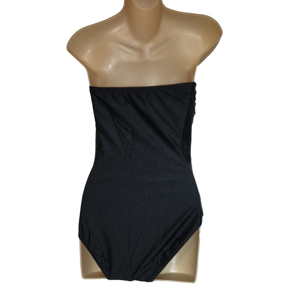 Vintage Gottex One Piece Swimsuit 12 Black White Gold Geometric Design Checkered - Picture 7 of 16